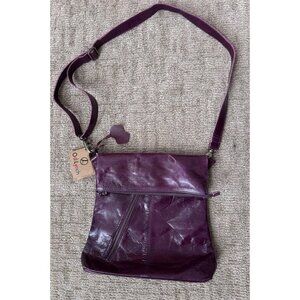 NWT Odi Lynch Leather X-Body Shoulder Bag Adjustable Strap Plum Purple